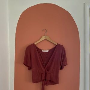 Maroon wrap top